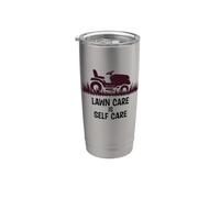Funny Lawn Care is Self Care Lawnmower Humor Vaso térmico de acero inoxidable de doble pared