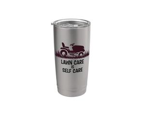 Funny Lawn Care is Self Care Lawnmower Humor Vaso térmico de acero inoxidable de doble pared
