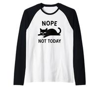 Funny Lazy Black Cat Nope Not Today Cita para Hombres, Mujeres y niños Camiseta Manga Raglan