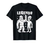 Funny Legends Unite Bigfoot And Alien High-Five Diseño Camiseta