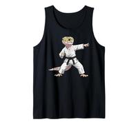 Funny Leopard Gecko Doing Karate Samurai Ninja Lizard Camiseta sin Mangas