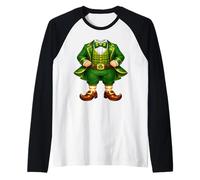 Funny Leprechaun Suit Costume St. Patrick's Day Outfit Camiseta Manga Raglan