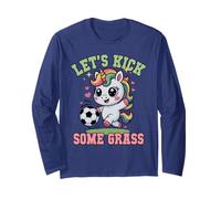 Funny Let's Kick Some Grass Soccer Unicorn Play Club Portero Manga Larga