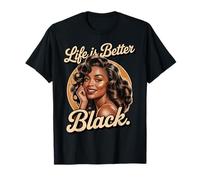 Funny Life is Better Black Women Retro Pin Up History Pride Camiseta