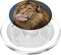 Funny Lion Music Lover Bubblegum Zoo Niños Niñas Niños PopSockets PopGrip para MagSafe