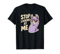 Funny Llama Stop Looking at Me for Animal Broma Camiseta