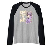Funny Llama Stop Looking at Me for Animal Broma Camiseta Manga Raglan