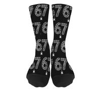 Funny Long 67 meme Socks, Breathable Cotton Socks for Women Running Athletic Sports, Skid Warm Proof Cotton Sock, Novelty Floor Sock for Christmas, Anti-Sweat for sports basketball hockey volleyball