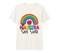 Funny Maestra 67 Six Seven Número Bilingüe Profesor de Español Camiseta Premium