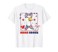 Funny Mama Goose Rojo Blanco Y Ganso 4 de Julio Patriótico Camiseta