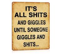 Funny Man Cave Sign Sarcastic Bar Decor Aluminum Metal Sign for Garage Wall Just for Laughs 8 X 12 in