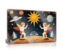 Funny Man Cave Signs Two Angels Playing With Red Balls On The Moon - Letrero de lata para puerta de habitación (20 x 30 cm)