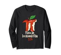 Funny Math Teacher Apple Decor For Happy 3.14 Pi Day Manga Larga