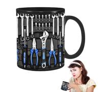 Funny Mechanic Coffee Mug, Black Ceramic Cup, Toolbox Design, Novelty Gift
