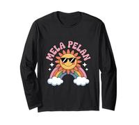 Funny Mela Pelan Retro Groovy Rainbow Sunshine Manga Larga