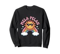 Funny Mela Pelan Retro Groovy Rainbow Sunshine Sudadera