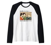 Funny Meme, Japanese Geisha Version. Woman Yelling at a Cat Camiseta Manga Raglan