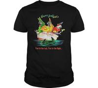 Funny Men T Shirt Novelty Tshirt Jimmy Buffet Fin To The Left Fins To The Right Cool T-Shirt Black S