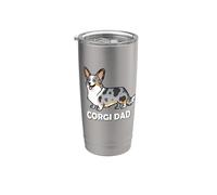 Funny Mens & Boys Cardigan Blue Merle Corgi Dad Lover Vaso térmico de acero inoxidable de doble pared