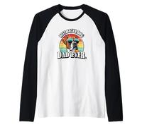 Funny Mens Boys Cool Retro Vintage Best Boxer Dog Dad Ever Camiseta Manga Raglan