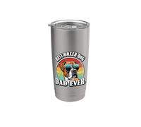 Funny Mens Boys Cool Retro Vintage Best Boxer Dog Dad Ever Vaso térmico de acero inoxidable de doble pared