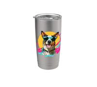 Funny Mens Vintage Retro 80s 90s Australian Cattle Dog Lover Vaso térmico de acero inoxidable de doble pared