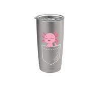 Funny Mens Womens Kawaii Kids Girls Boy Pocket Axolotl Lover Vaso térmico de acero inoxidable de doble pared
