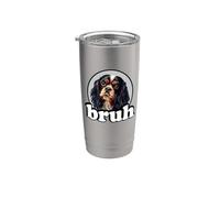 Funny Mens Womens Kids Bruh Tricolor Cavalier Dog Lover Vaso térmico de acero inoxidable de doble pared