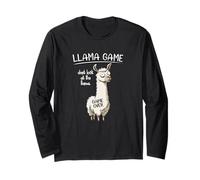 Funny Mens Womens Kids Llama Game Don't Look At The Llama Manga Larga
