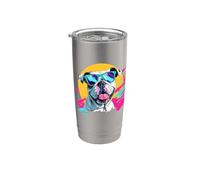 Funny Mens Womens Kids Vintage Retro 80s 90s English Bulldog Vaso térmico de acero inoxidable de doble pared