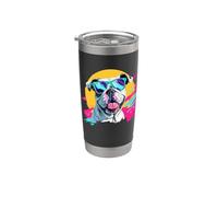 Funny Mens Womens Kids Vintage Retro 80s 90s English Bulldog Vaso térmico de acero inoxidable de doble pared