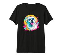Funny Mens & Womens Retro Vintage 80s Great Pyrenees Lover Camiseta Premium