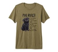 Funny Mens & Womens Rules Black Pug Lover Camiseta Premium