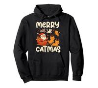 Funny Merry Catmas Holiday Humor Christmas Cat Lover with Santa Sudadera con Capucha