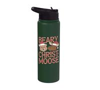 Funny Merry Christmas Pun Beary Christmas Bear Alce Stainless Steel Insulated Water Bottle