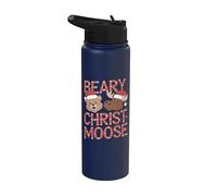 Funny Merry Christmas Pun Beary Christmas Bear Alce Stainless Steel Insulated Water Bottle