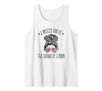 Funny Messy Bun Saying For New Mama and Leopard Mom Camiseta sin Mangas