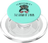 Funny Messy Bun Saying For New Mama and Leopard Mom PopSockets PopGrip para MagSafe