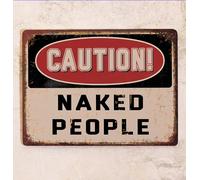 Funny metal sign "Caution! Naked People", for sauna, shower, changing rooms, 20x30 cm