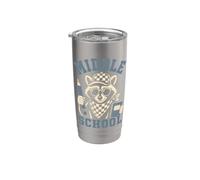Funny Middle School Feral Raccoon Back to School Teacher Vaso térmico de acero inoxidable de doble pared