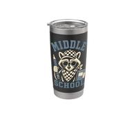 Funny Middle School Feral Raccoon Back to School Teacher Vaso térmico de acero inoxidable de doble pared