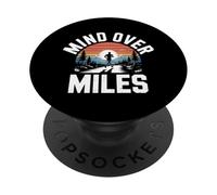 Funny Mind Over Miles Diciendo Motivación del Corredor PopSockets PopGrip Adhesivo
