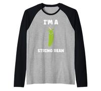 Funny Minimalist Vegetable qupte I'm a String Bean Camiseta Manga Raglan