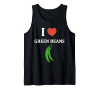 Funny Minimalist Vegetable Simple i Love Green Beans Camiseta sin Mangas