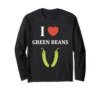Funny Minimalist Vegetable Simple i Love Green Beans Manga Larga
