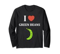 Funny Minimalist Vegetable Simple i Love Green Beans Manga Larga