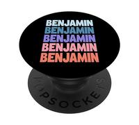Funny Modern Repeated Text Design First Name Benjamin PopSockets PopGrip Adhesivo