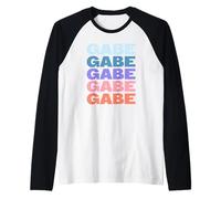 Funny Modern Repeated Text Design First Name Gabe Camiseta Manga Raglan