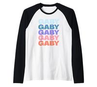 Funny Modern Repeated Text Design First Name Gaby Camiseta Manga Raglan