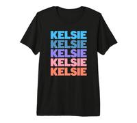 Funny Modern Repeated Text Design First Name Kelsie Camiseta Premium